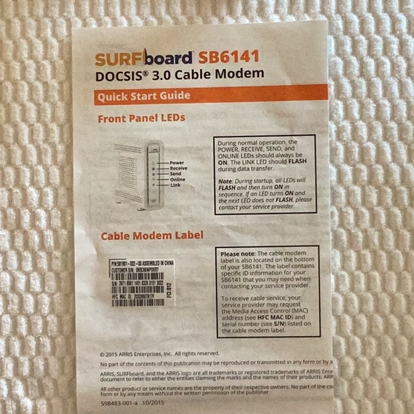 ARRIS SB6141 Surfboard Cable Modem - Picture 8 of 8